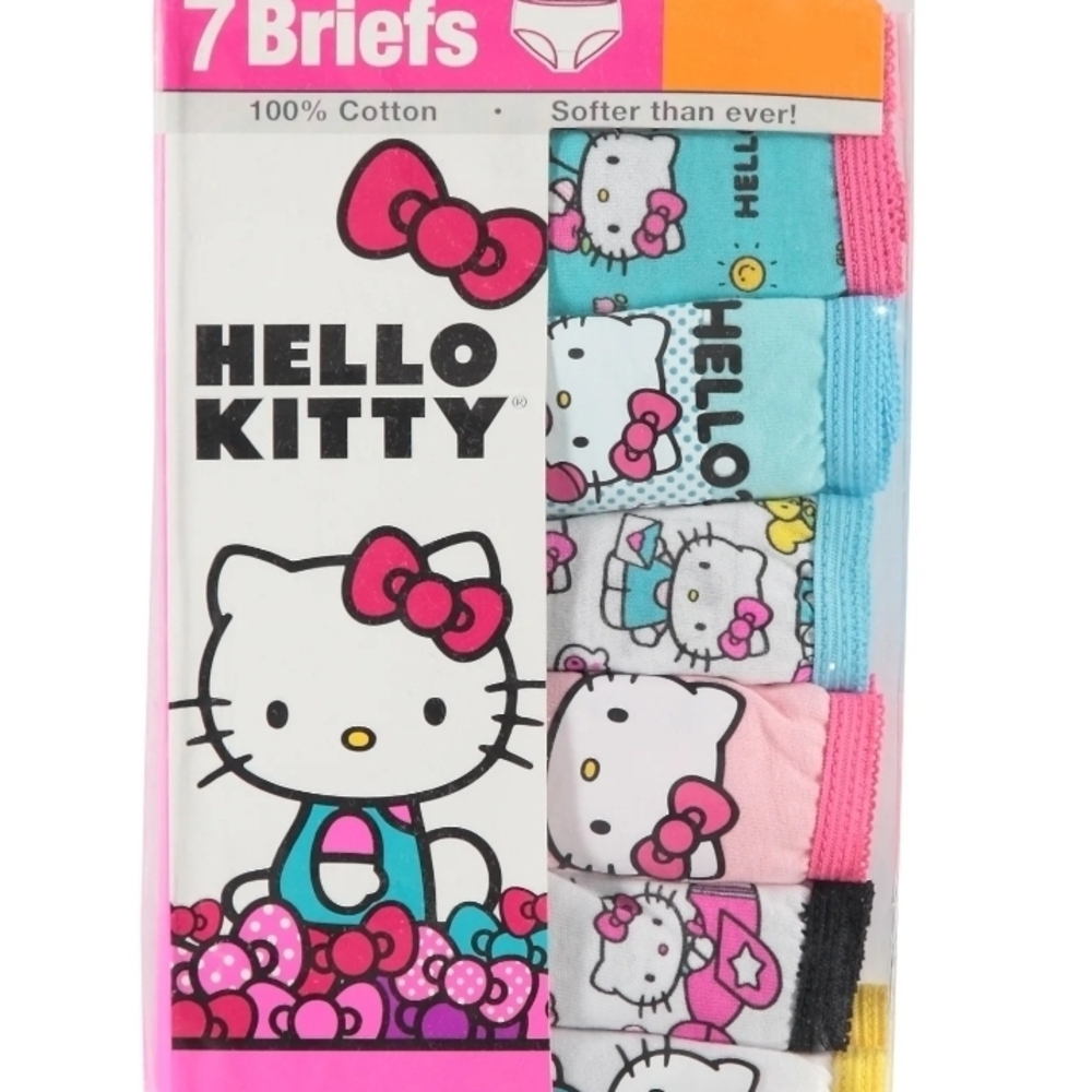 Hello Kitty Girls NEW 7-Pack Briefs Underwear - Size 4 - 100% Cotton - Picture 2 of 5